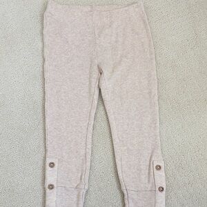 Kids Beige Ribbed Cotton Leggings